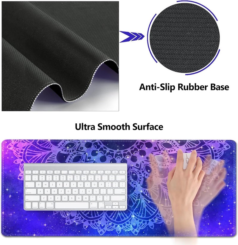 AIMSA Keyboard Mouse Pad Set, Large Gaming Mouse Pad +Wrist Rest Mouse Pad +Keyboard Wrist Support +Coaster, 35x15.7 inch Extended Desk Mat for Easy Typing Pain Relief (Blue Purple Mandala) - Image 3